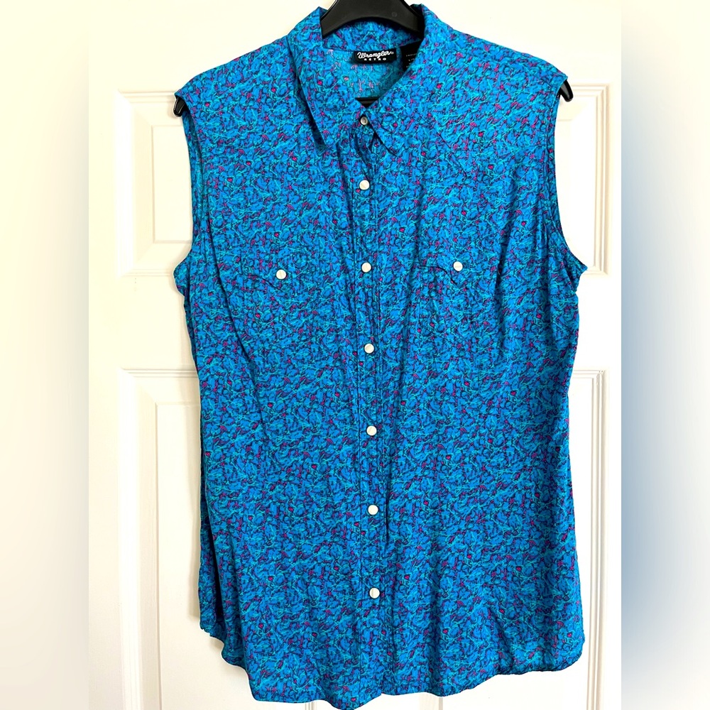 Wrangler Retro Sleeveless  Button- down Shirt Size Large